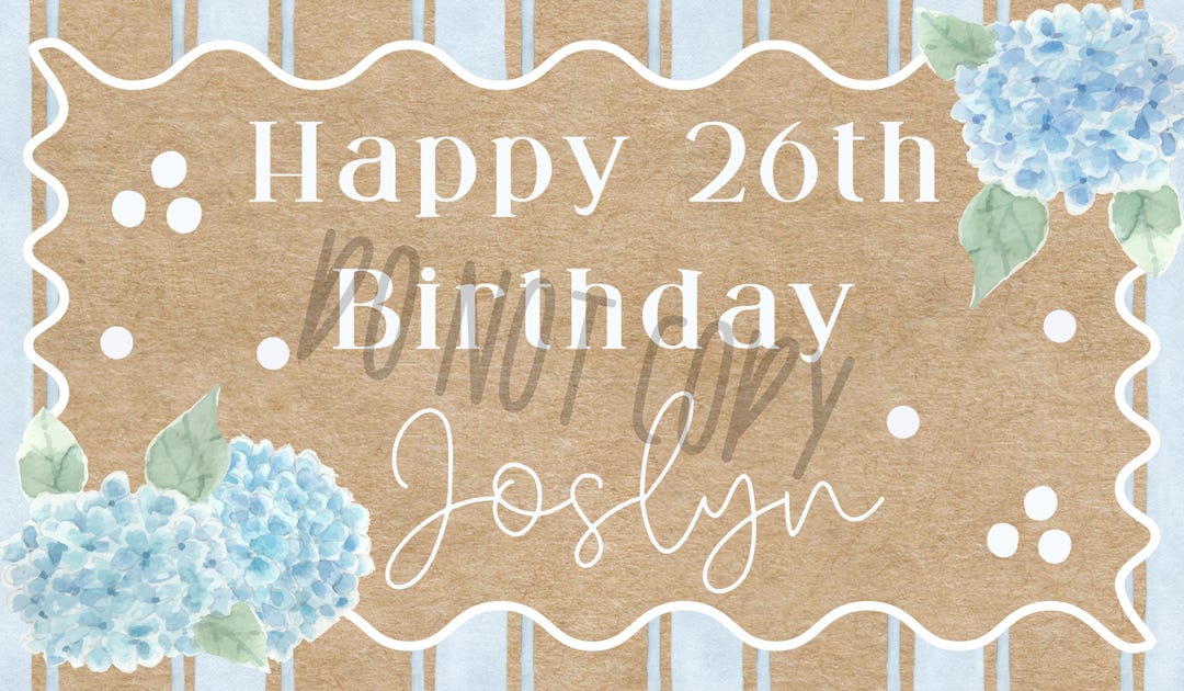 Hydrangea Floral Happy Birthday Banner| Editable Canva Template ...