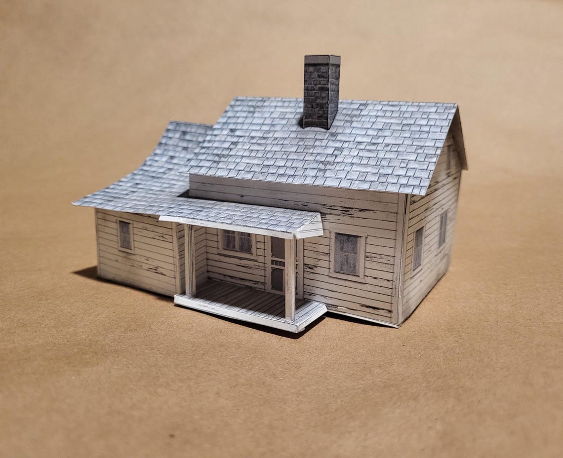 Paper Model Farm Building Kansas Farmhouse Architectural Paper Model Kit – Digital PDF Download ...