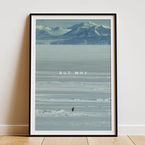 But Why Penguin Poster, Viral Motivational Penguin Wall Art, Nihilist Animal Print, Funny Minimalist Home Office Decor
