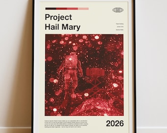 Póster de la película Proyecto Ave María, arte mural cinematográfico minimalista, lámina de película de ciencia ficción, regalo para fans de Proyecto Ave María, decoración de pared de alta calidad