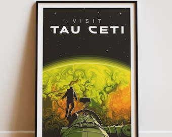 Póster del Proyecto Ave María Tau Ceti / Lámina vintage de viajes espaciales / Regalo retro para fans de la ciencia ficción y los planetas / Póster Tau Ceti / Arte de pared del Proyecto Ave María