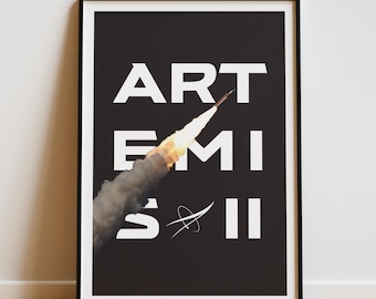 Póster del lanzamiento de Artemis II, Arte mural de la NASA Artemis II, Lámina moderna minimalista de viajes espaciales, Decoración de lanzamiento de cohetes, Regalo para aficionados al espacio