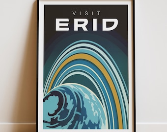 Póster del Proyecto Ave María Erid / Lámina vintage de viajes espaciales / Regalo retro para fans de la ciencia ficción y los planetas / Póster del planeta Erid / Arte mural del Proyecto Ave María