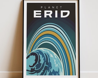 Póster del Proyecto Ave María Erid / Lámina vintage de viajes espaciales / Regalo retro para fans de la ciencia ficción y los planetas / Póster del planeta Erid / Arte mural del Proyecto Ave María