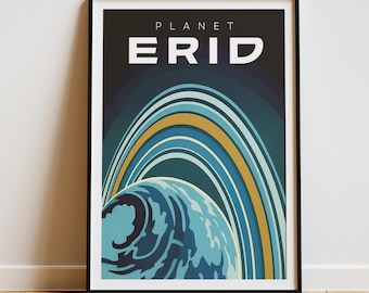 Póster del Proyecto Ave María Erid / Lámina vintage de viajes espaciales / Regalo retro para fans de la ciencia ficción y los planetas / Póster del planeta Erid / Arte mural del Proyecto Ave María