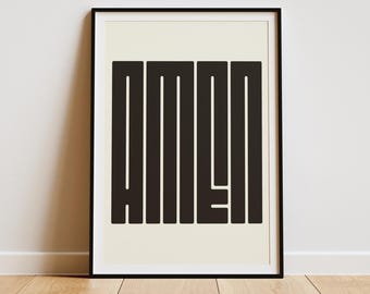 Retro Amen Typografie-Druck, christliche Wandkunst