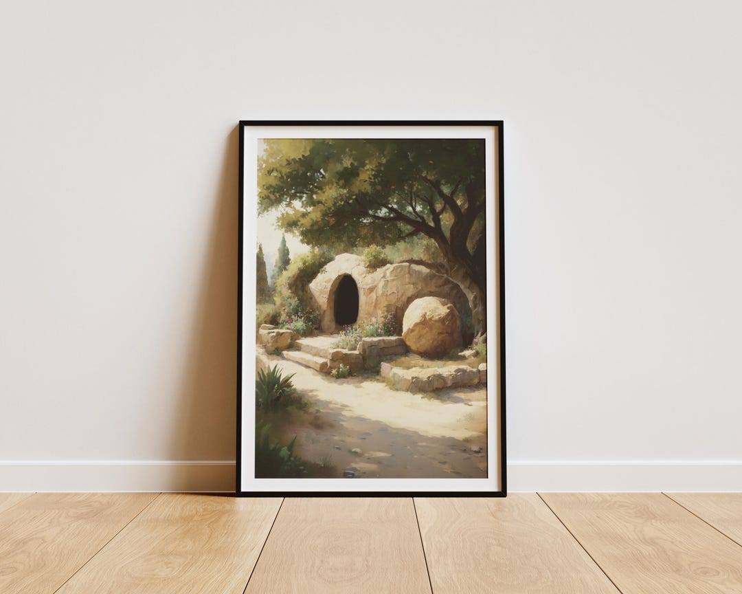 Empty Tomb Painting, Jesus Resurrection Art Print, Easter Wall Art ...