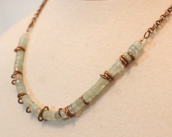 Aquamarine Heishi Bib Necklace