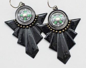 Compass Hand Painted Earrings