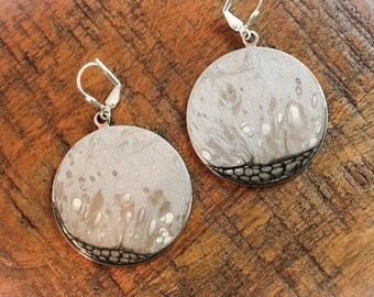 Abstract Fluid Art Large Round Pendant Earrings