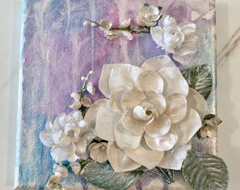 Floral 3D SMALL 6x6 Canvas Signed