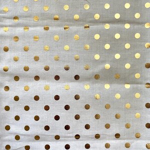 Fabric scrap 9" x 44" Gold Polka dot Cotton