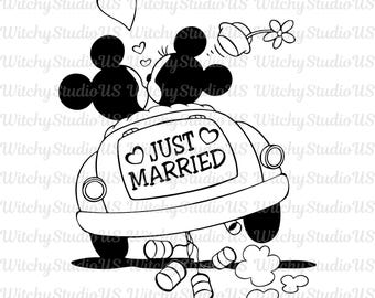 Mouse recém-casado png, recém-casados png, feliz para sempre amor png, férias em família png, camiseta combinando para casal, modo férias