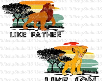 Imagem PNG retrô do Rei Leão combinando para pai e filho, Dia dos Pais, Hakuna Matata, Reino Mágico, Férias em Família