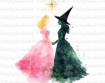 PNG em aquarela Wicked: Rosa e Verde Wicked - Download Digital