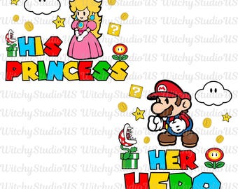 Arquivo Super Mario: Seu Herói e Sua Princesa, Mario e Princesa Peach PNG, Casal Mario PNG, Arquivo de Casal para o Dia dos Namorados, Presente de Dia dos Namorados