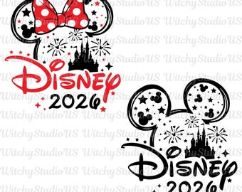 Disney 2026 Férias Castelo Rato, Laço na Cabeça PNG, Viagem em Família, Reino Mágico, Férias em Família, Download Digital