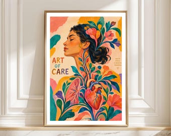 Art of Care Nurse Wall Art, Female Healthcare Worker Print, Medical Office Decor, Nursing Gift, Colorful Healthcare Poster