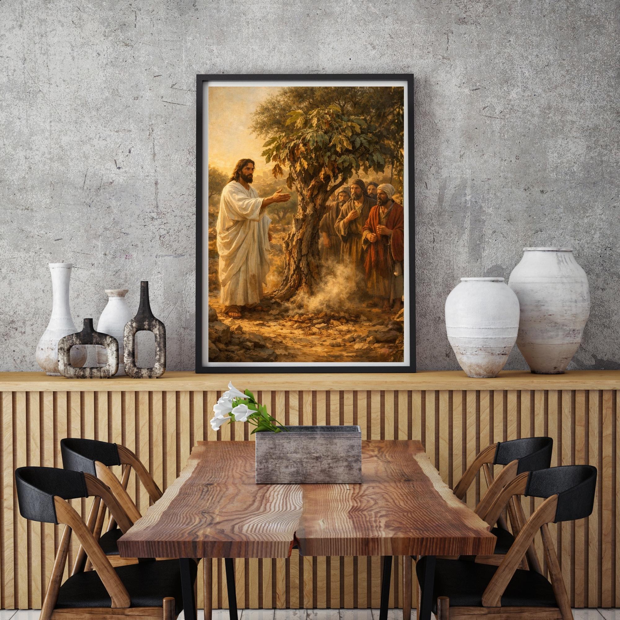 Jesus Withered Fig Tree Art, Biblical Scripture Print, Christian Decor ...