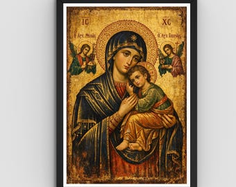 Byzantine Virgin Mary Child Icon, Orthodox Christian Wall Art (Digital Download)