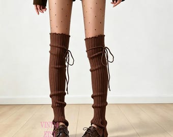 Custom Leg Warmers Ballet Dance, Over‑the‑Knee Leg Socks, Soft Slouchy Lace‑Up Covers