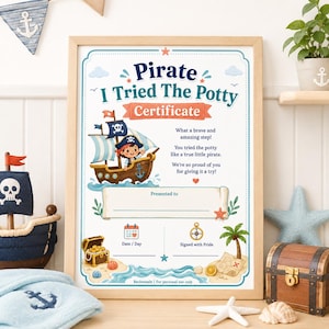 Pirate I Tried The Potty Certificate Printable PDF