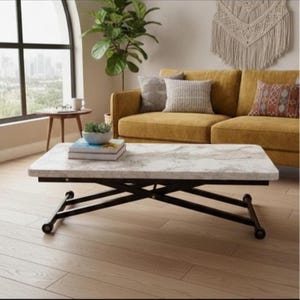 Modern Lift Top Coffee Table Convertible Dining Table, Expandable Height Adjustable Space Saving Table for Small Apartments