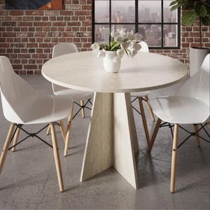 Modern Round Dining Table 90 cm | Minimal Kitchen Table | Scandinavian Style Small Space Dining Table