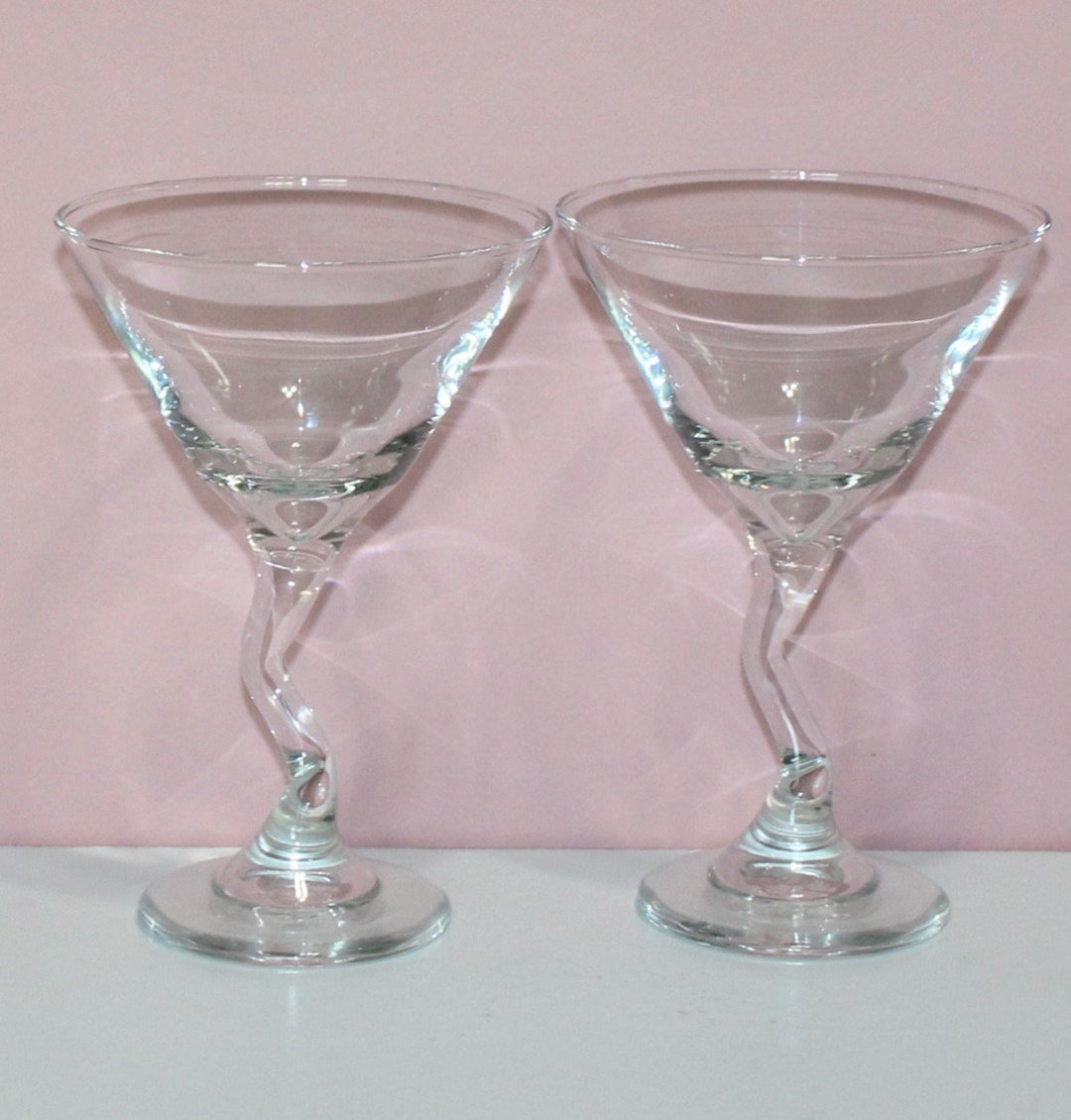 Vintage Pair of Libbey Z Stem Martini Glasses Etsy