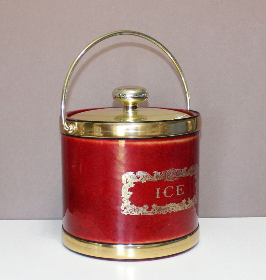 Vintage Kraftware Red and Gold Ice Bucket Etsy