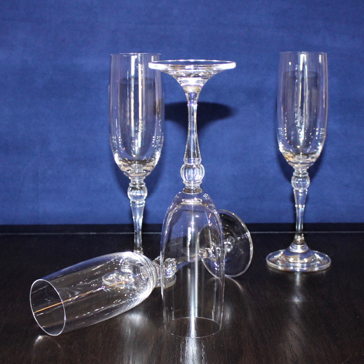 Vintage Set of 4 Tall Fluted Champagne Glasses Ribbed Ball Etsy