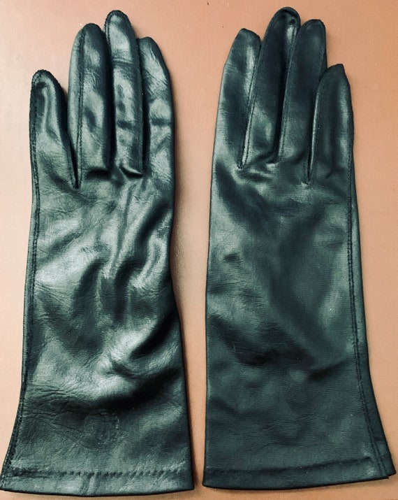 Lovely Vintage Van Raalte Black Sateen Gloves - image 3