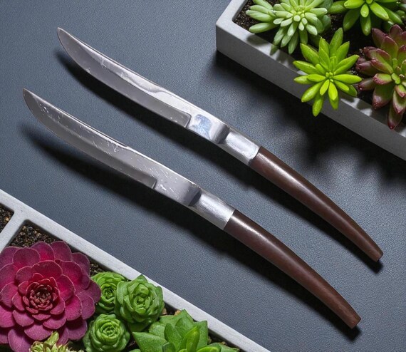 Vintage Pair of Ekco Eterna Canoe Muffin Steak Knives, Hollow