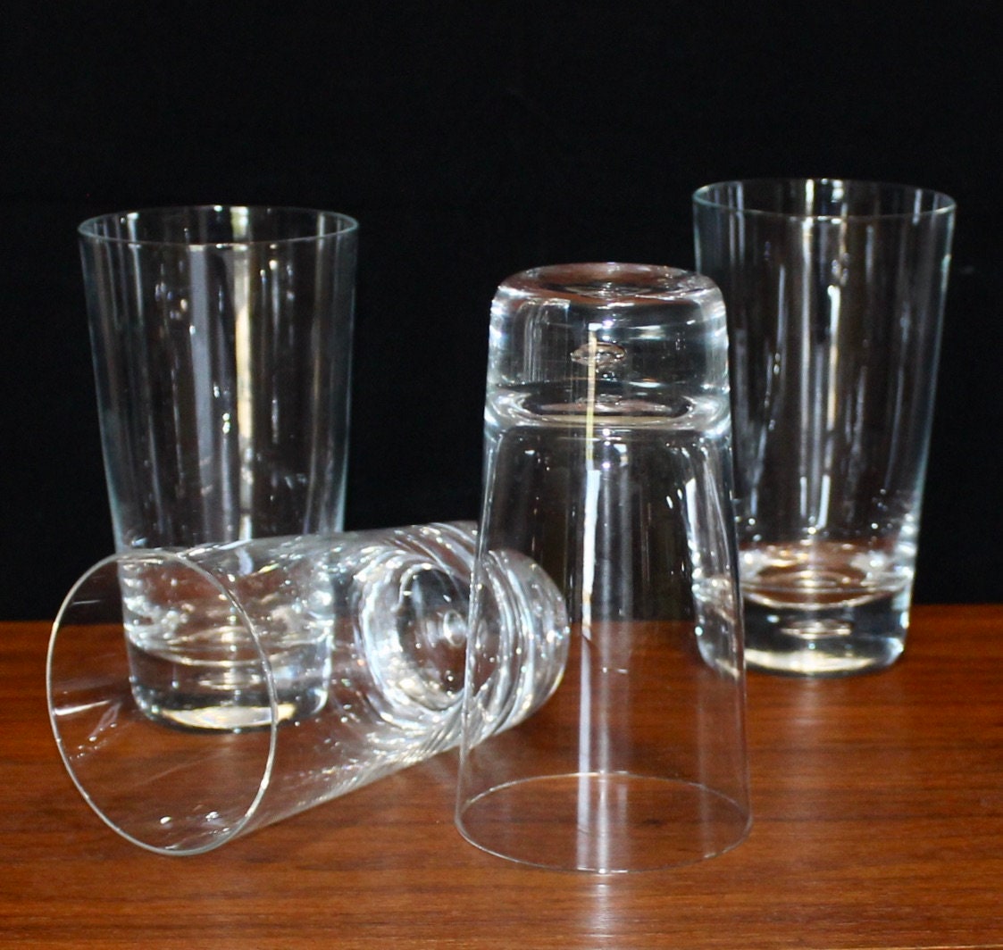 Wine Punts Tall Clear Flat Bottom Drinking Glasses Set Of 4