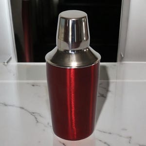 Vintage Deep Red Individual Stainless Cocktail Shaker, Mixer