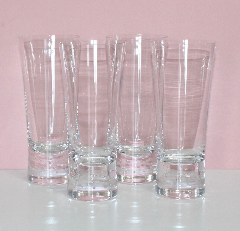 Lovely Vintage Set of 4 Bubble Base Highball Glasses Tumblers Etsy