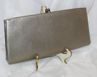 Sweet Vintage Champagne Gold Long Vinyl Clutch