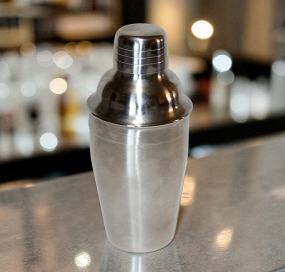 Vintage Individual Stainless Cocktail Mixer Lidded Martini Shaker