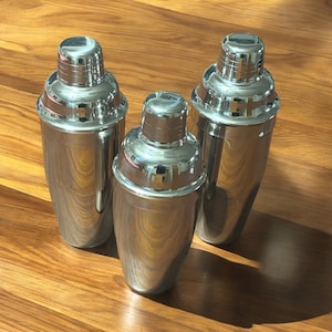Vintage Stainless Cocktail Mixer Lidded Martini Shaker 3 Available