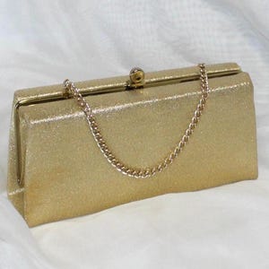 Vintage Lame Structured Clutch Purse with Chain