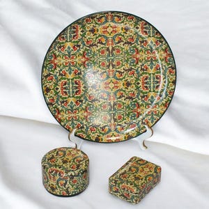 Vintage Florentine Design Paper Mache / Lacquer Style Tray and Storage Boxes