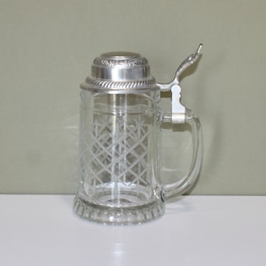 Vintage Glass and Pewter BMF Beer Stein West Germany