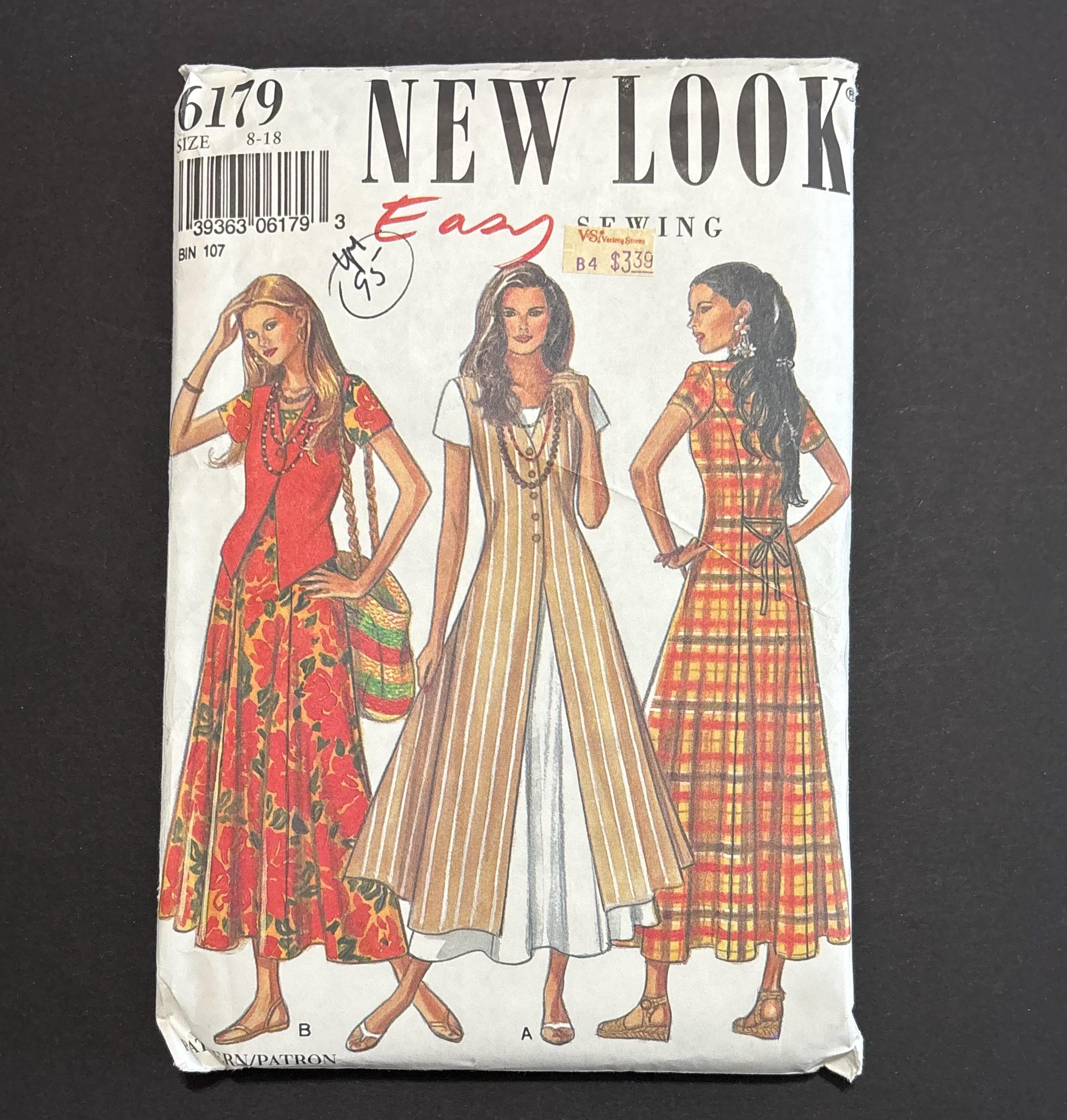 Vintage New Look Sewing Pattern 6179 Misses Dress and Tunic Size 8