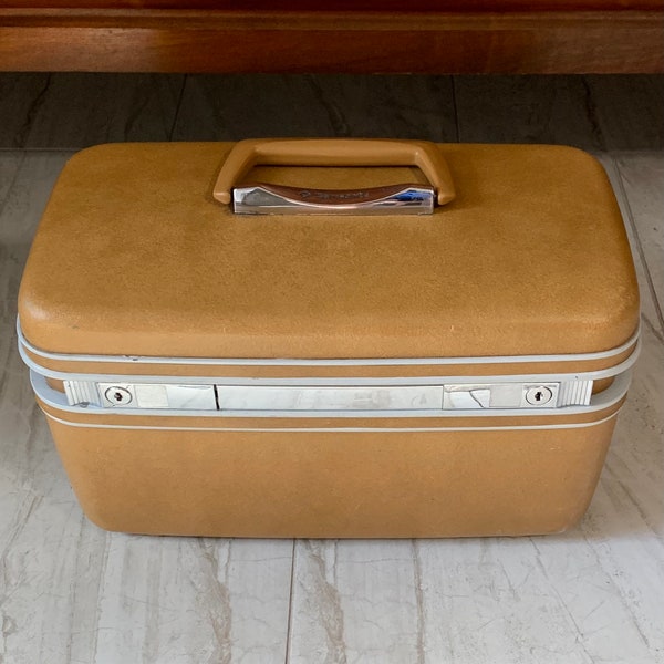 Vintage Samsonite Gold Train Case Travel Bag