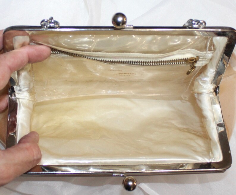 Vintage Florida Handbags of Miami Vinyl Covered Satin Floral Etsy