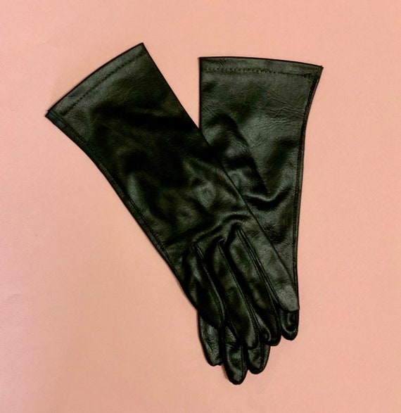 Lovely Vintage Van Raalte Black Sateen Gloves - image 1