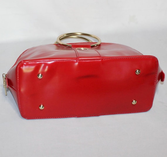 Vintage Bebe Hibiscus Red Brandi Dome Top Handle Purse Etsy