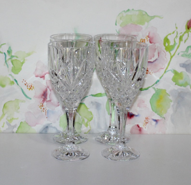 Vintage Set of 4 Godinger Dublin Wine Glasses / Water Goblets Etsy