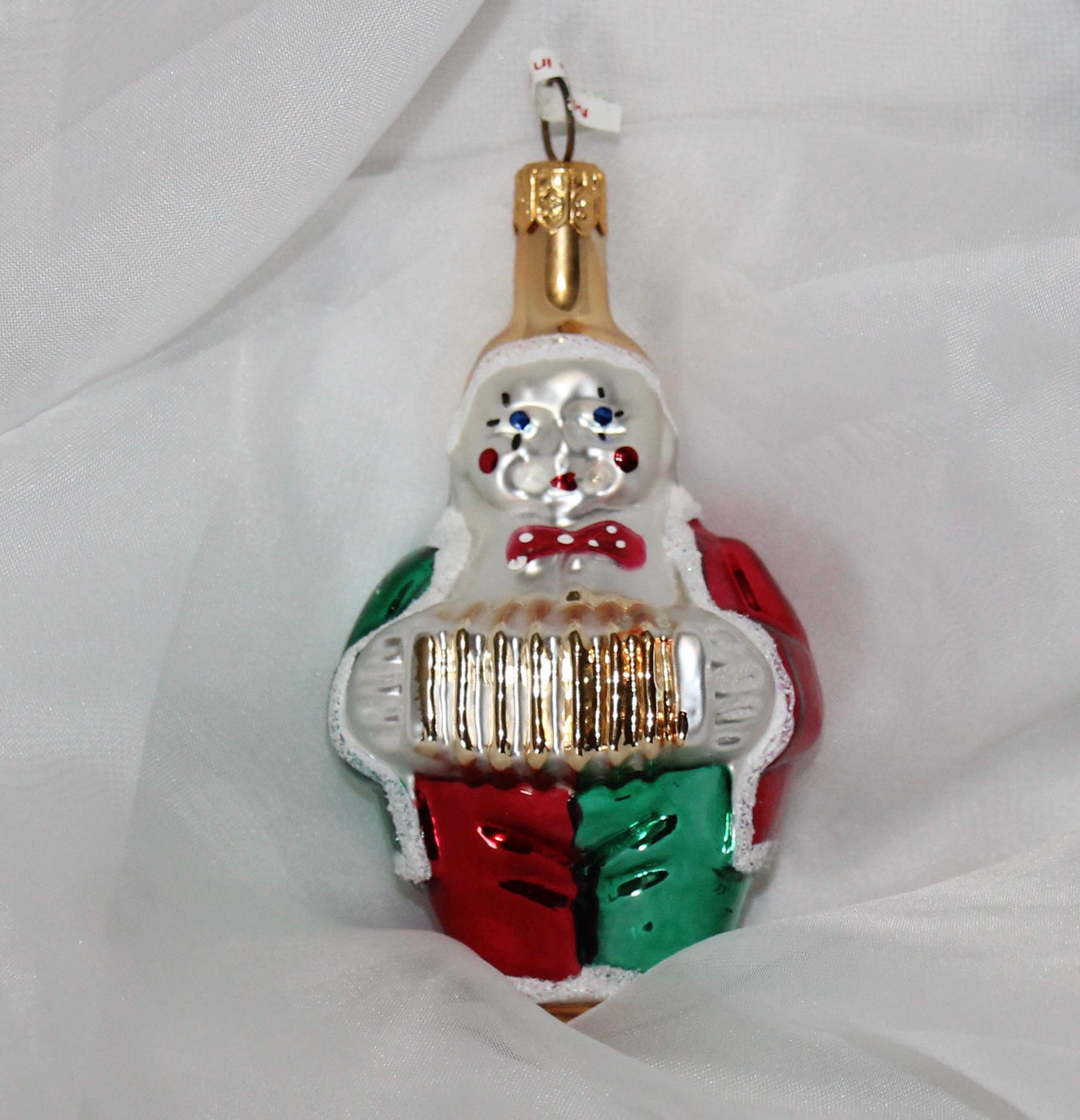 Vintage Christopher Radko Mime With Accordion Glass Christmas