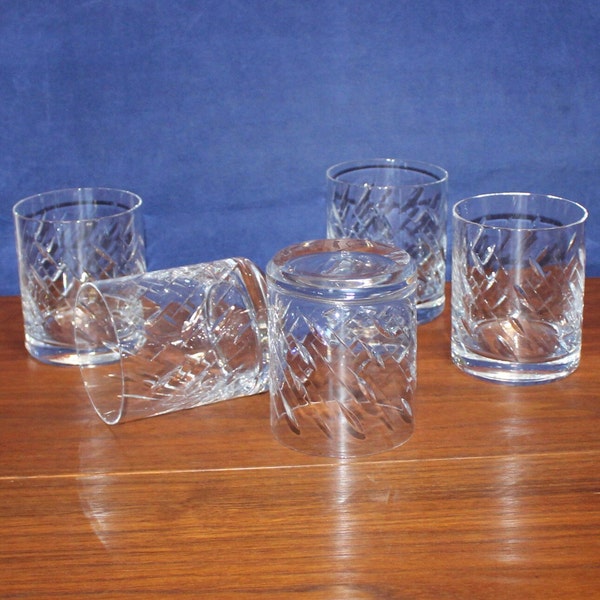 Vintage Cut Glass Old Fashion Glasses Etsy